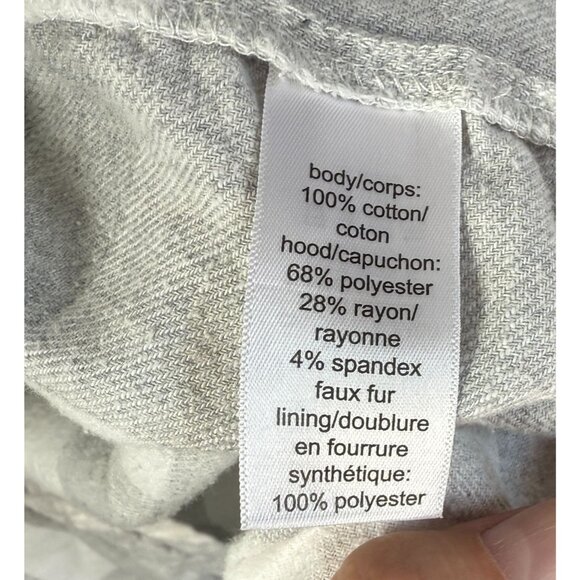 Maurices Hooded Flannel Button Up Medium Gray Buffalo Plaid Shacket Cabincore - Picture 12 of 13